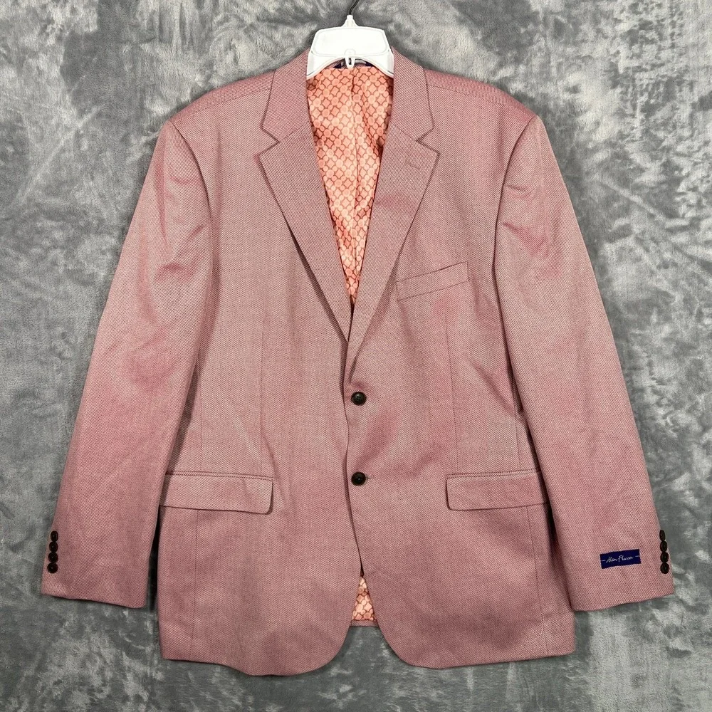 Alan Flusser Pink Blazer Mens XL 46 Lined Suit Jacket Sport Coat Floral